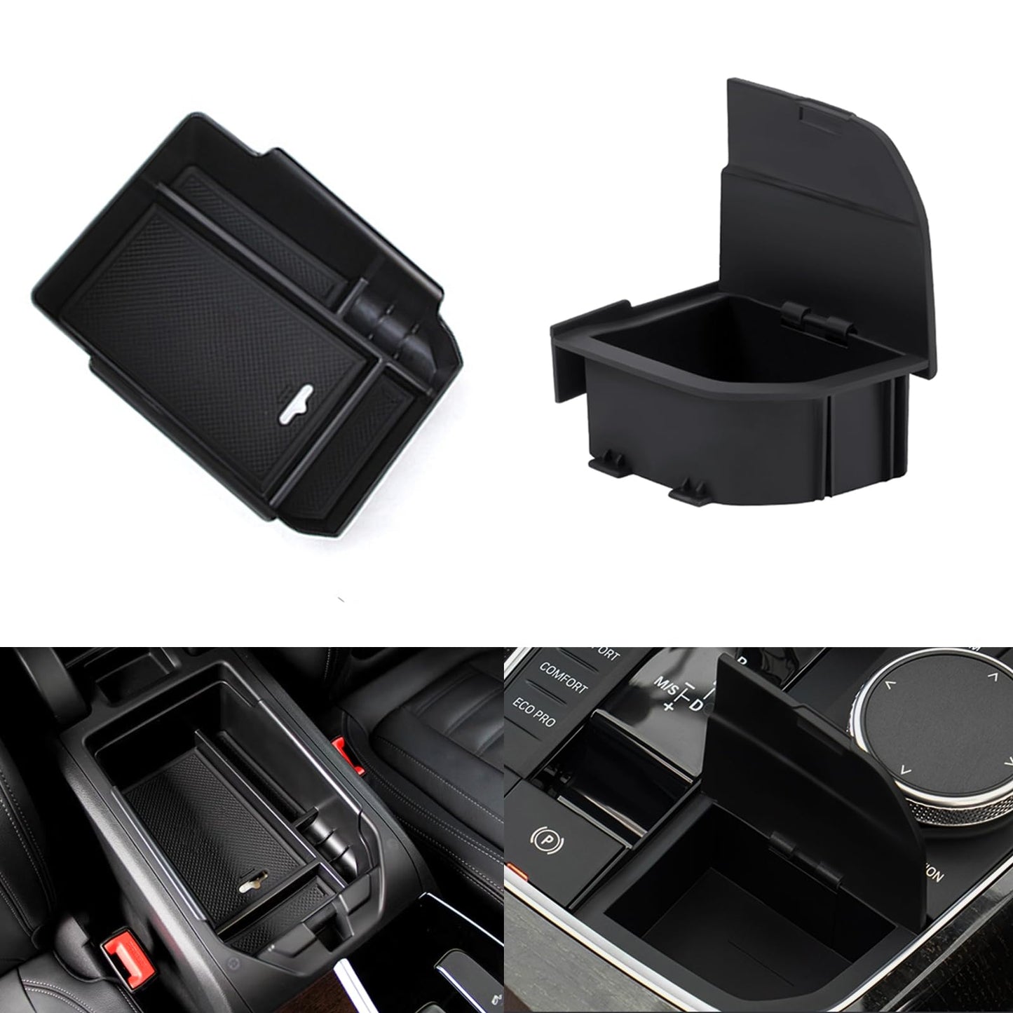 Center Console Organizer Tray for BMW X3 X4 2019-2023, sleek design fits armrest storage perfectly.

Hidden Storage Box for BMW X3 X4 iX3 iX4 2019-2023, enhances car interior organization.

2pcs Organizer Tray Set for BMW X3 X4 2019-2023, maximizes center console space efficiently.

BMW X3 X4 2019-2023 Storage Box, optimized for center armrest organization and utility.