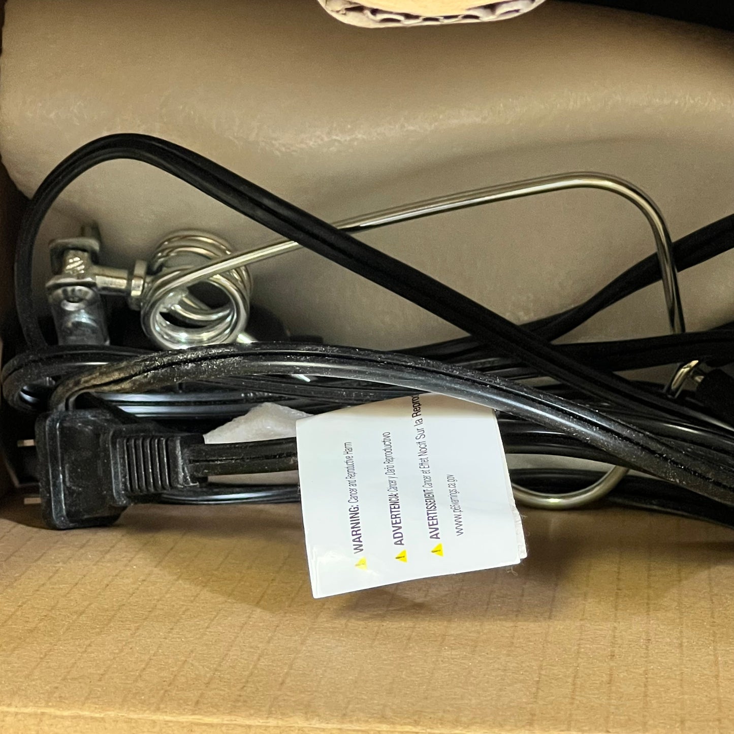 Clamp lamp light components with cord and clamp, ideal for home or office lighting, compatible with 150W E26 bulbs.
