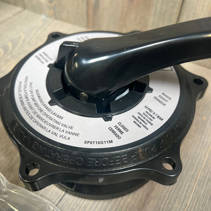 Black Hayward-compatible key cover and handle assembly with gasket visible, ideal for multiport valves.