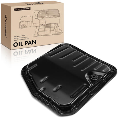 Premium transmission oil pan with drain plug, compatible with Toyota Camry, Celica, Corolla, Tercel, 15 bolt hole design.