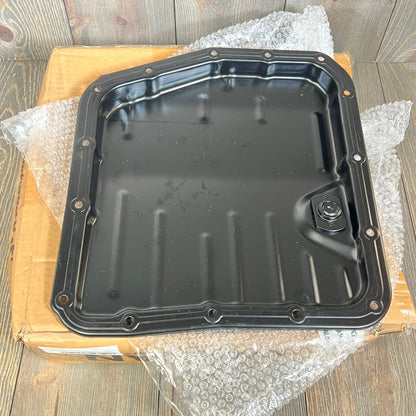Premium transmission oil pan sump with drain plug, compatible with Toyota Camry, Celica, Corolla, Tercel models.