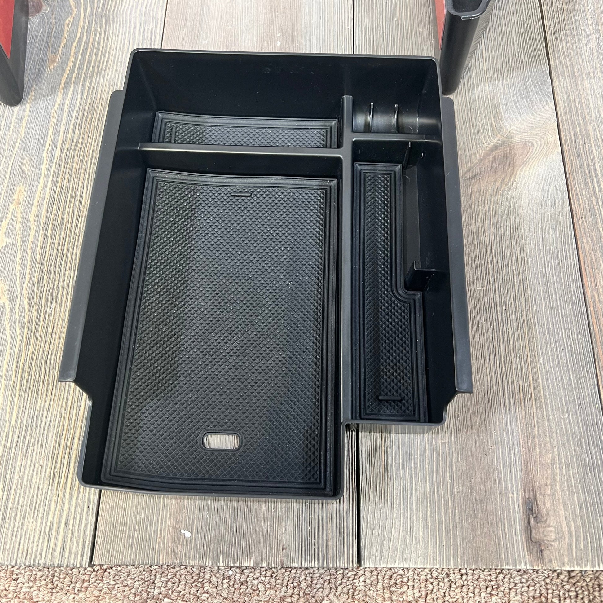 Center console organizer tray for Toyota 4Runner 2010-2024, showing detailed compartments and sleek black design.