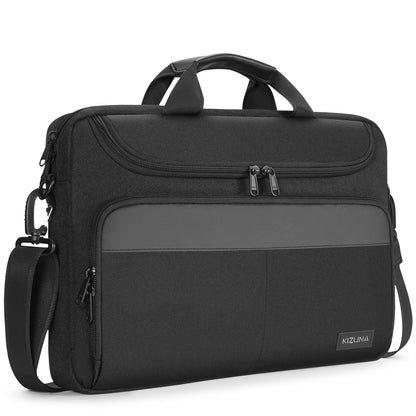 Black KIZUNA 17-inch laptop bag with dual zippers, padded handle, and detachable shoulder strap for gaming and work laptops.