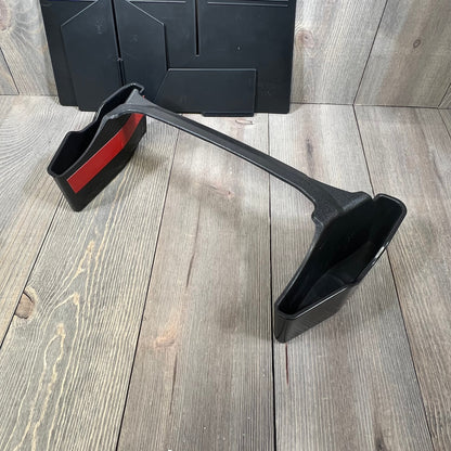 Center console organizer for Toyota 4Runner 2010-2024, showcasing durable black plastic design with red accents.