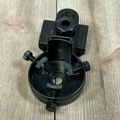 Smartphone scope adapter with adjustable knobs, designed for easy mounting on telescopes and binoculars.