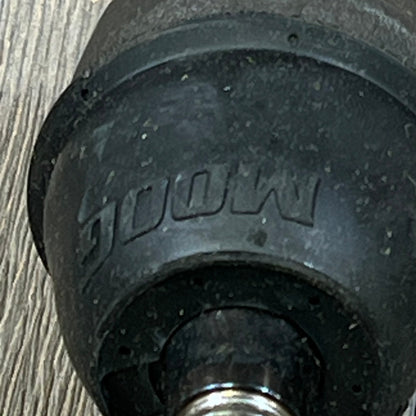 Close-up of MOOG ES3625 Steering Tie Rod End for Dodge Ram 2500, showcasing durable rubber seal.