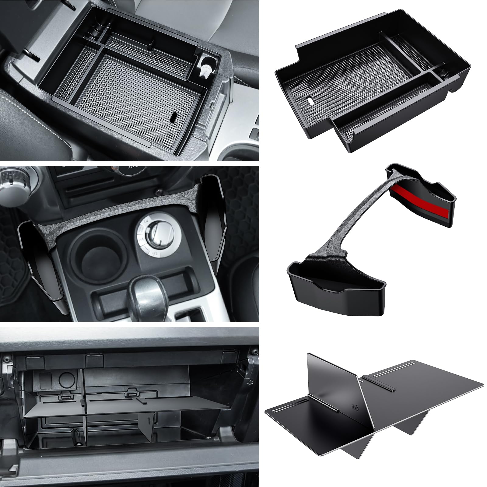 Center console organizer for Toyota 4Runner 2010-2024, featuring compartments for efficient storage.

Glove box organizer compatible with Toyota 4Runner 5th Gen, enhancing interior storage solutions.

Gear shift tray organizer for Toyota 4Runner 2019-2024, maximizing center console space.

Armrest storage box for Toyota 4Runner 2010-2024, offering practical and organized storage options.