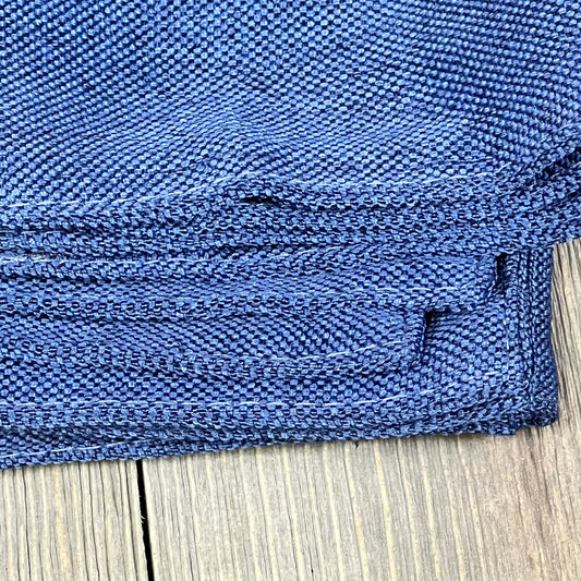 Waterproof dark blue linen fabric of Home Brilliant outdoor pillow covers for patio furniture, 18-inch size.