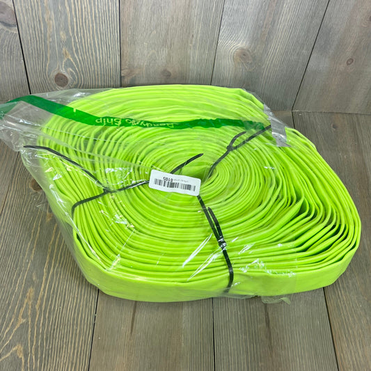 Heavy-duty green pool backwash hose in packaging, 1-1/4" x 100 FT, includes two clamps for swimming pool drainage.