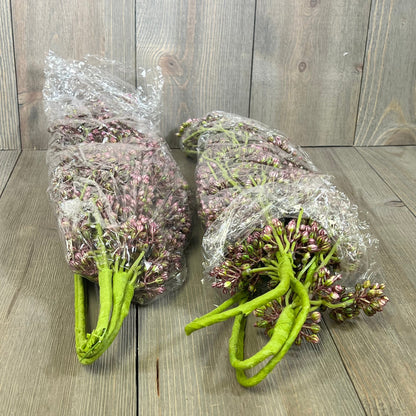 Faux plum sedum berry stems wrapped in plastic, ideal for autumn home decor and DIY crafts.