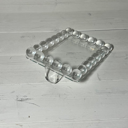 Clear bubble crystal picture frame with 24 decorative balls, ideal for elegant vertical display on office desk.