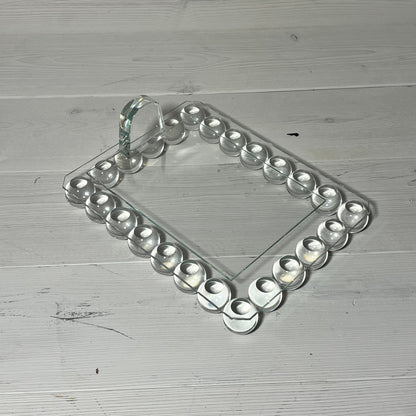 Clear bubble crystal picture frame with 24 decorative balls, elegant design for vertical display on desk or shelf.