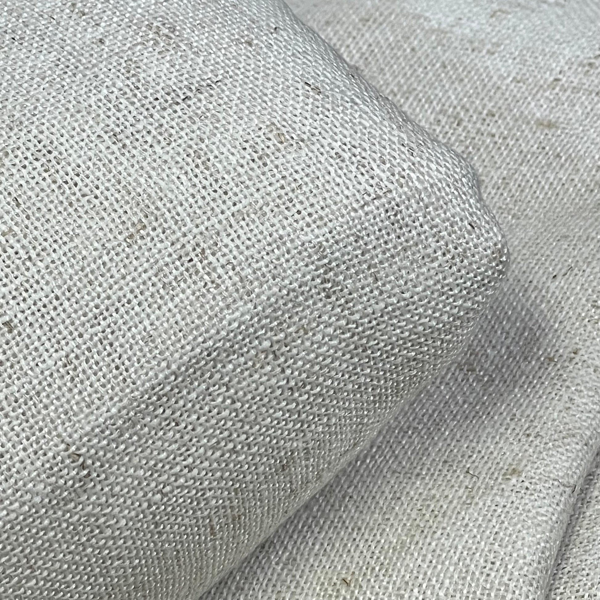 Close-up of NICETOWN natural linen fabric texture for 90-inch long window curtains, showcasing semi-sheer material quality.