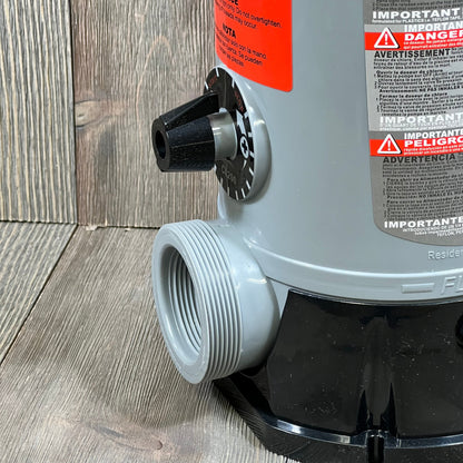 Close-up of Hayward CL200 Inline Chlorinator, showcasing durable ABS material and adjustment dial for precise chlorine control.