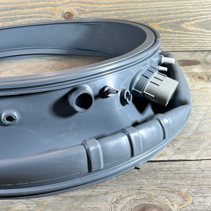 Close-up of the DC97-18094B door boot gasket for Samsung washer, showing durable waterproof material and connectors.