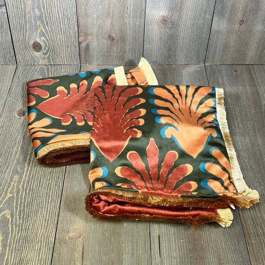 Velvet throw pillow covers with yellow jungle and brown palm leaf pattern, perfect for farmhouse decor.