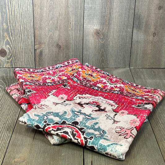 Boho throw pillow covers with vibrant red and multicolor patterns, perfect for enhancing sofa or bed decor.