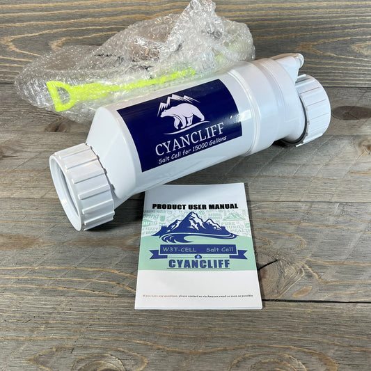 CyanCliff T-3 salt cell replacement with manual, ideal for Hayward W3T-Cell-3 in 15,000-gallon pools.
