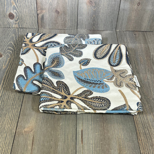 Tropical leaf pattern pillow covers in blue and cream, 20x20 inches, perfect for home decor with a jacquard design.