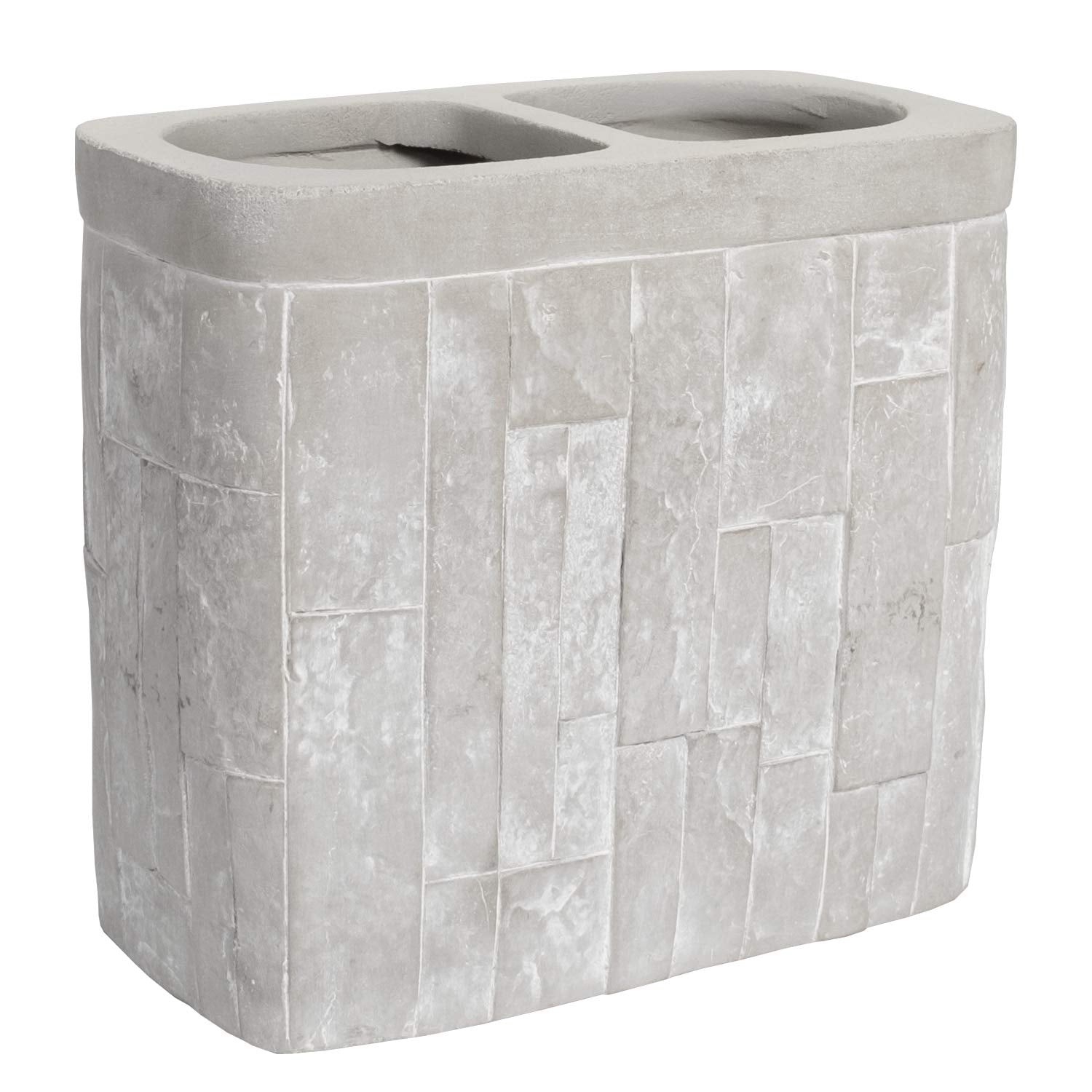Gray toothbrush holder from Sweet Home Collection, featuring a textured stone-like design for modern bathroom decor.