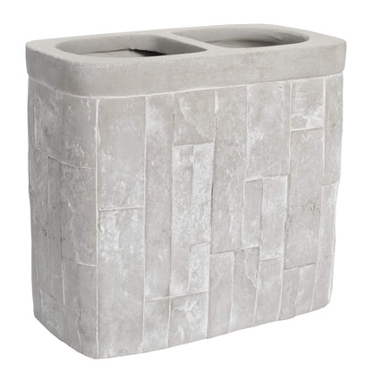 Gray toothbrush holder from Sweet Home Collection, featuring a textured stone-like design for modern bathroom decor.