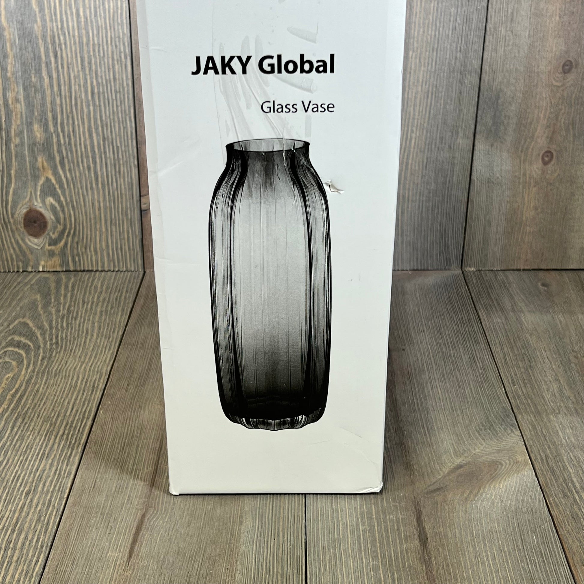 Tall clear glass vase with striped design, perfect for farmhouse decor and centerpiece on coffee tables, height 12.6 inches.
