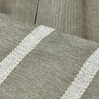 Tan striped decorative pillow cover in linen texture, 24x24 inches, ideal for enhancing living room decor.