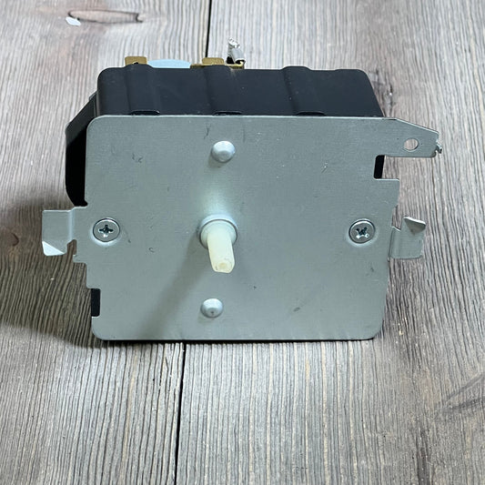 Upgraded OEM dryer timer replacement, model WE04X25280, compatible with GE dryers GTD33EASK0WW, front view.