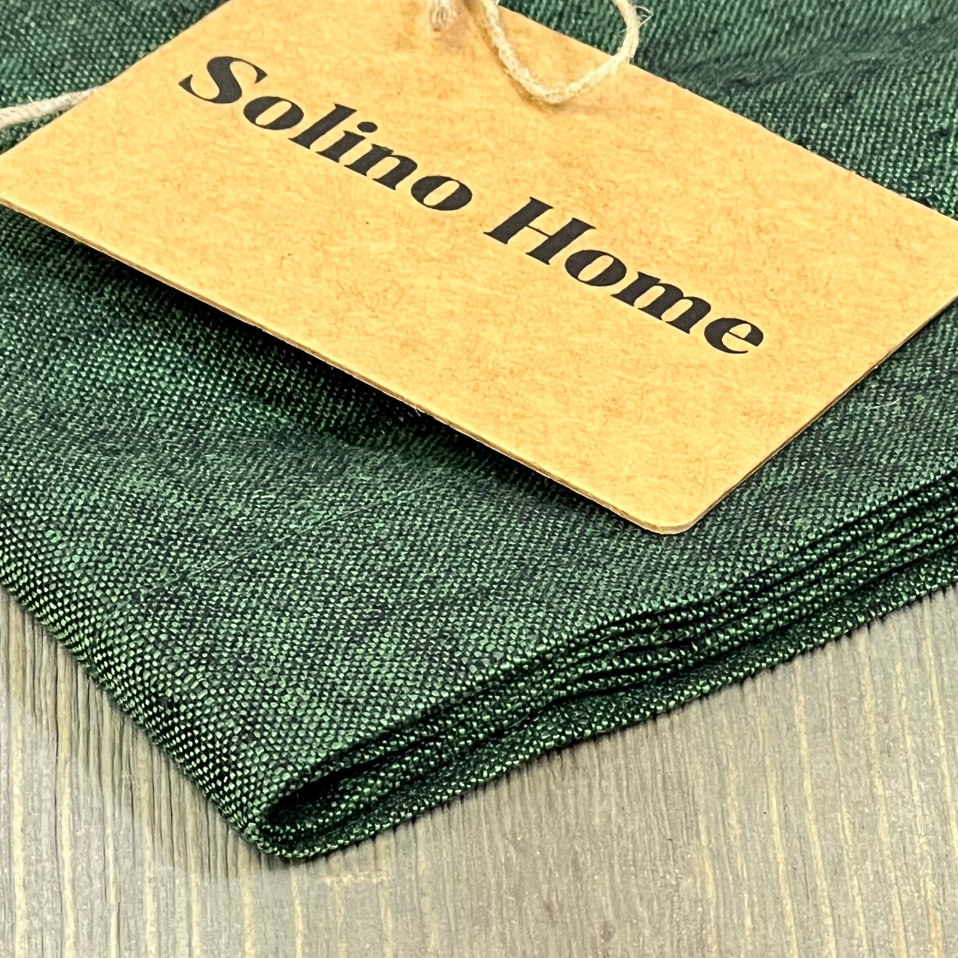 Forest Green Linen Table Runner by Solino Home, 100% pure linen, ideal for dressers and coffee tables, 14 x 36 inches.