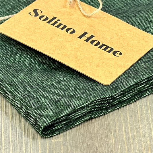 Forest Green Linen Table Runner by Solino Home, 100% pure linen, ideal for dressers and coffee tables, 14 x 36 inches.