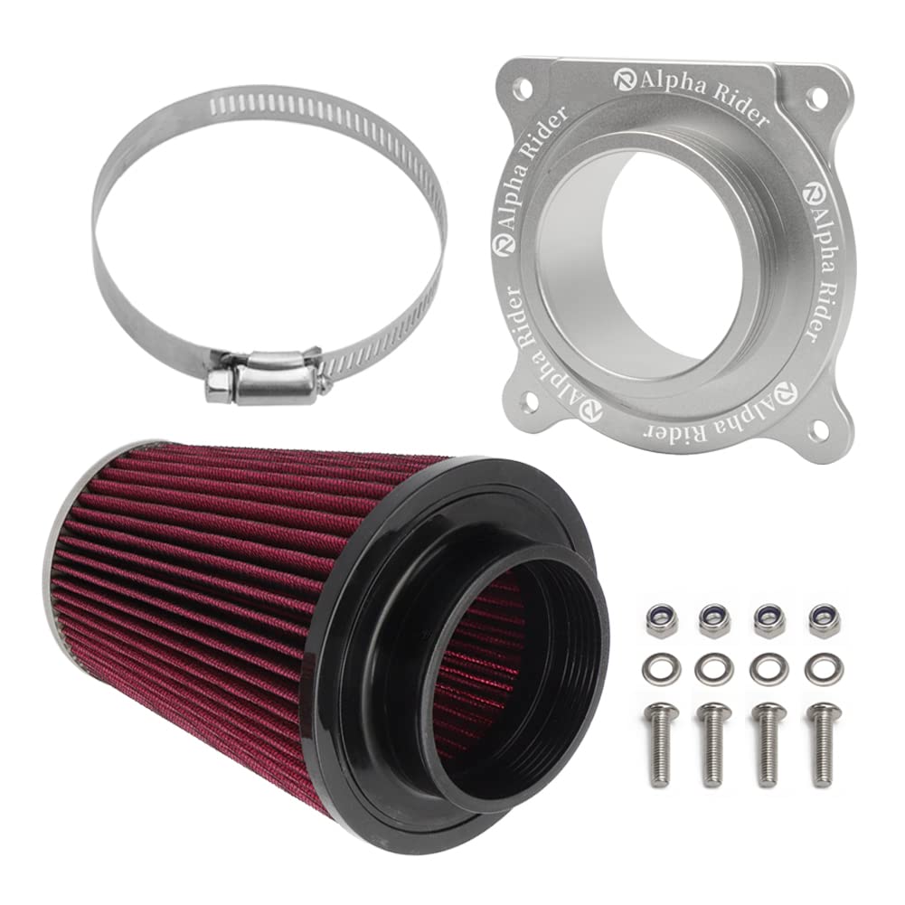 Silver Motoparty engine air filter kit with intake adapter for Yamaha YFM700 Raptor 2006-2021, featuring hardware.