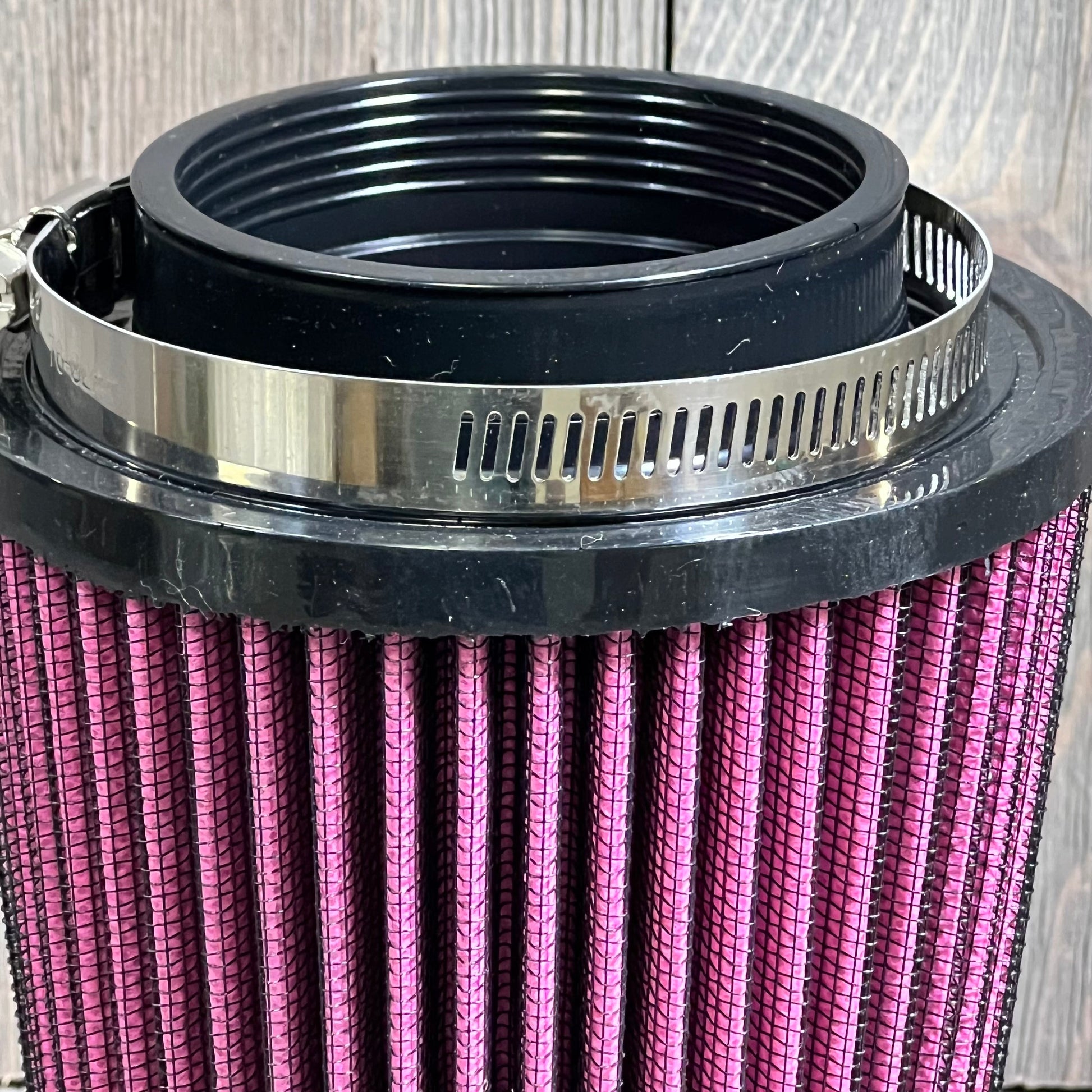 Silver Motoparty engine air filter kit for Yamaha YFM700 Raptor, featuring durable intake and holder adapter.