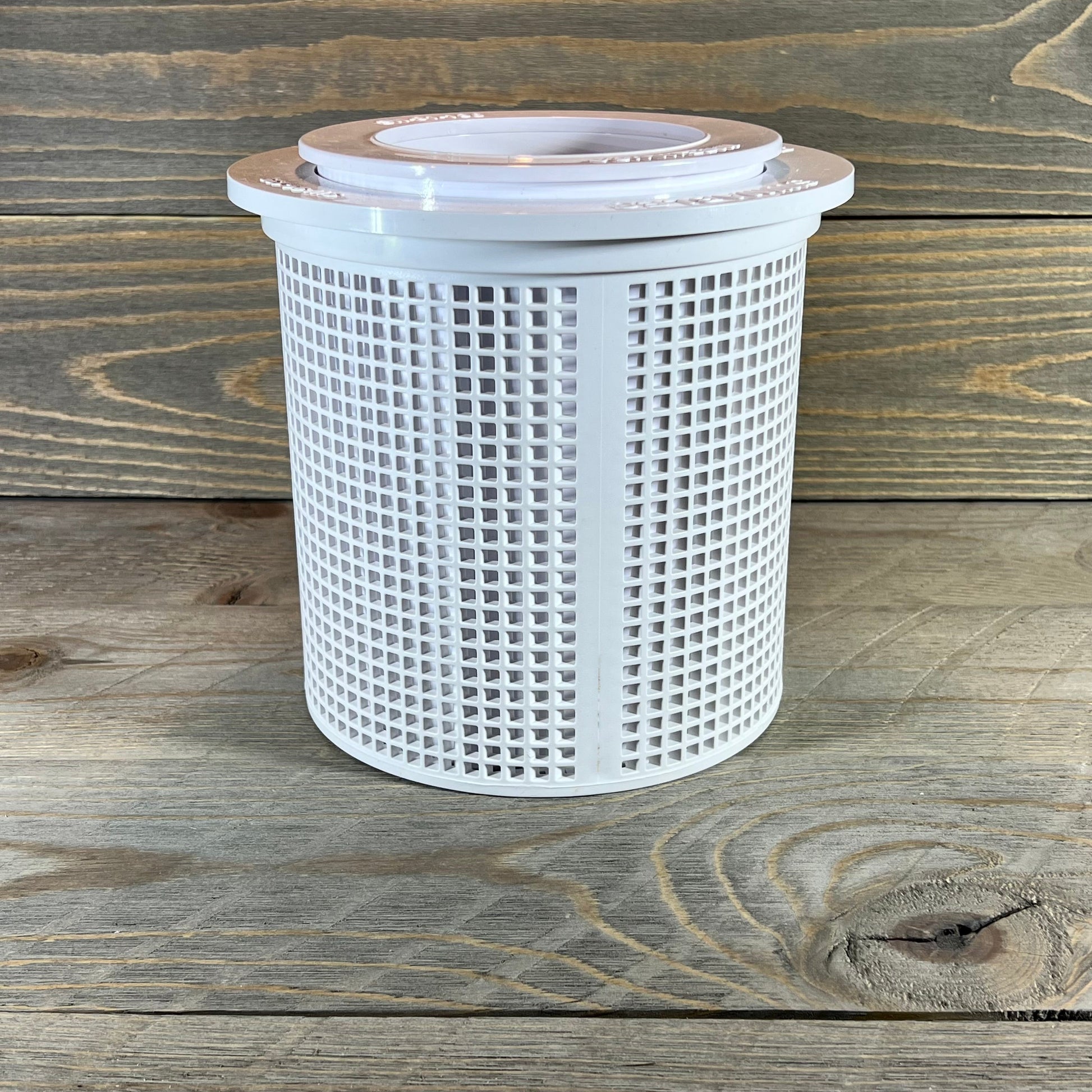 High-quality 2024 HD replacement pool skimmer basket for Pentair American Admiral, shown on a wooden surface.
