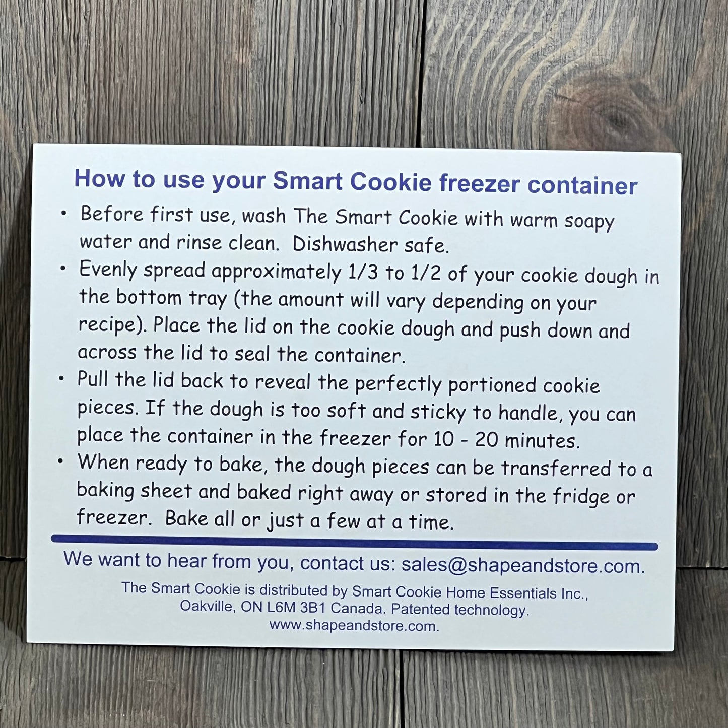Instructions for using The Smart Cookie Tray, showcasing dishwasher-safe features for easy cookie dough preparation.