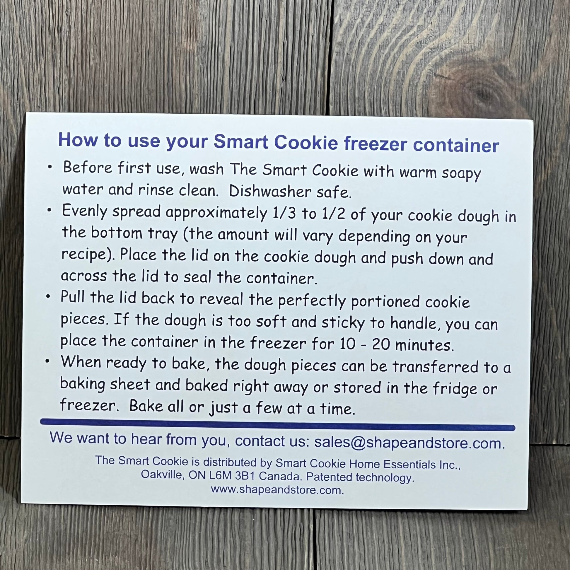 Instructions for using The Smart Cookie Tray, showcasing dishwasher-safe features for easy cookie dough preparation.