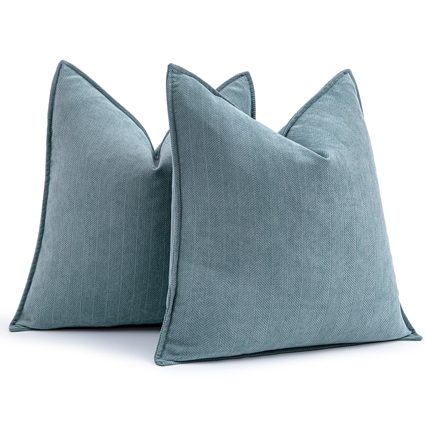 MIULEE Dusty Blue Chenille Pillow Covers 18x18 Inch Pack of 2