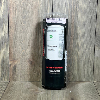 KitchenAid Refrigerator Ice and Water Filter 4, KAD4RXD1, single-pack in green packaging on wooden surface.