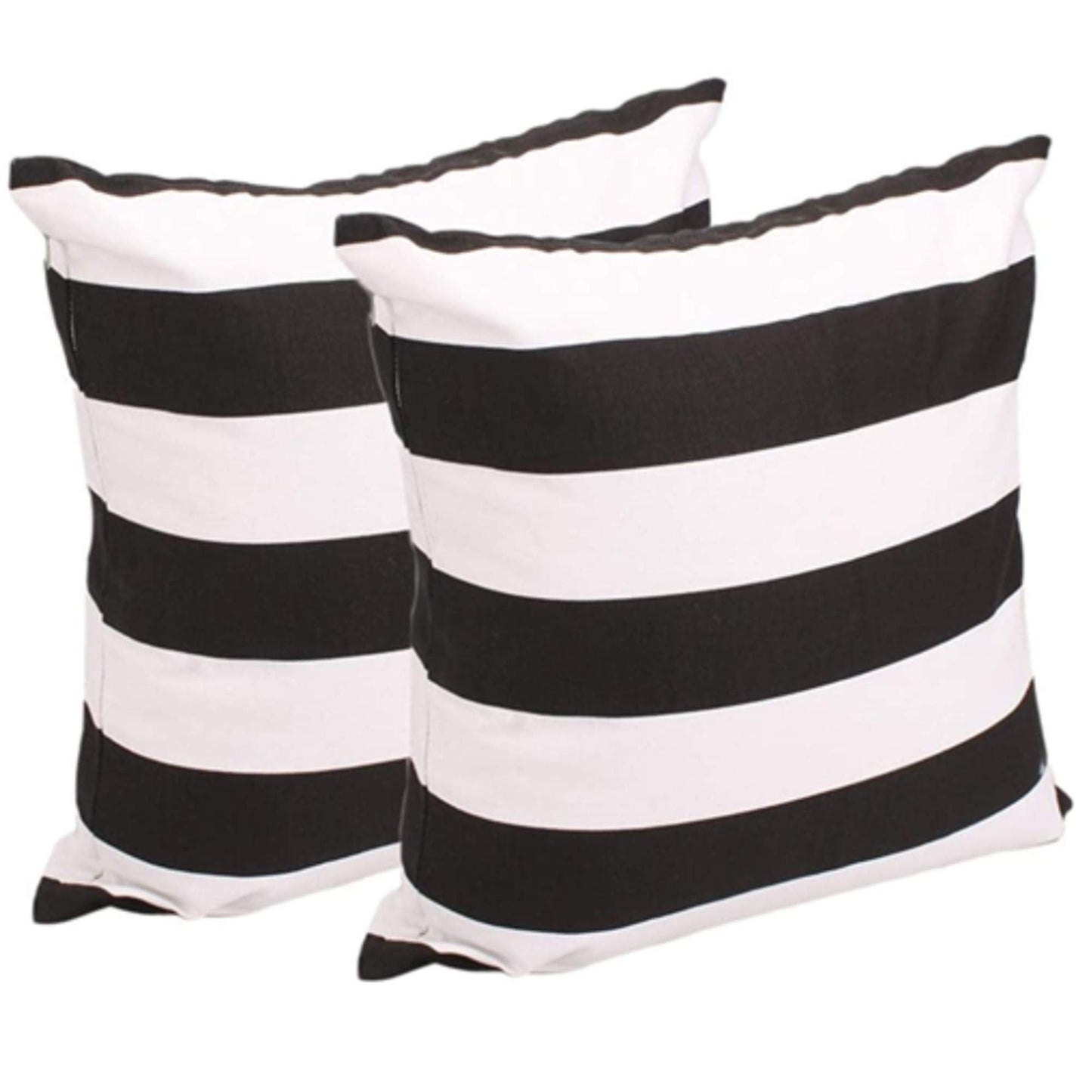 Leaveland White and Black Stripe 16x16 Inch Cotton Polyester Throw Pillow Covers