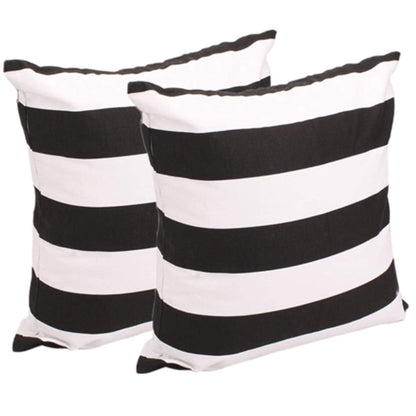 Leaveland White and Black Stripe 16x16 Inch Cotton Polyester Throw Pillow Covers