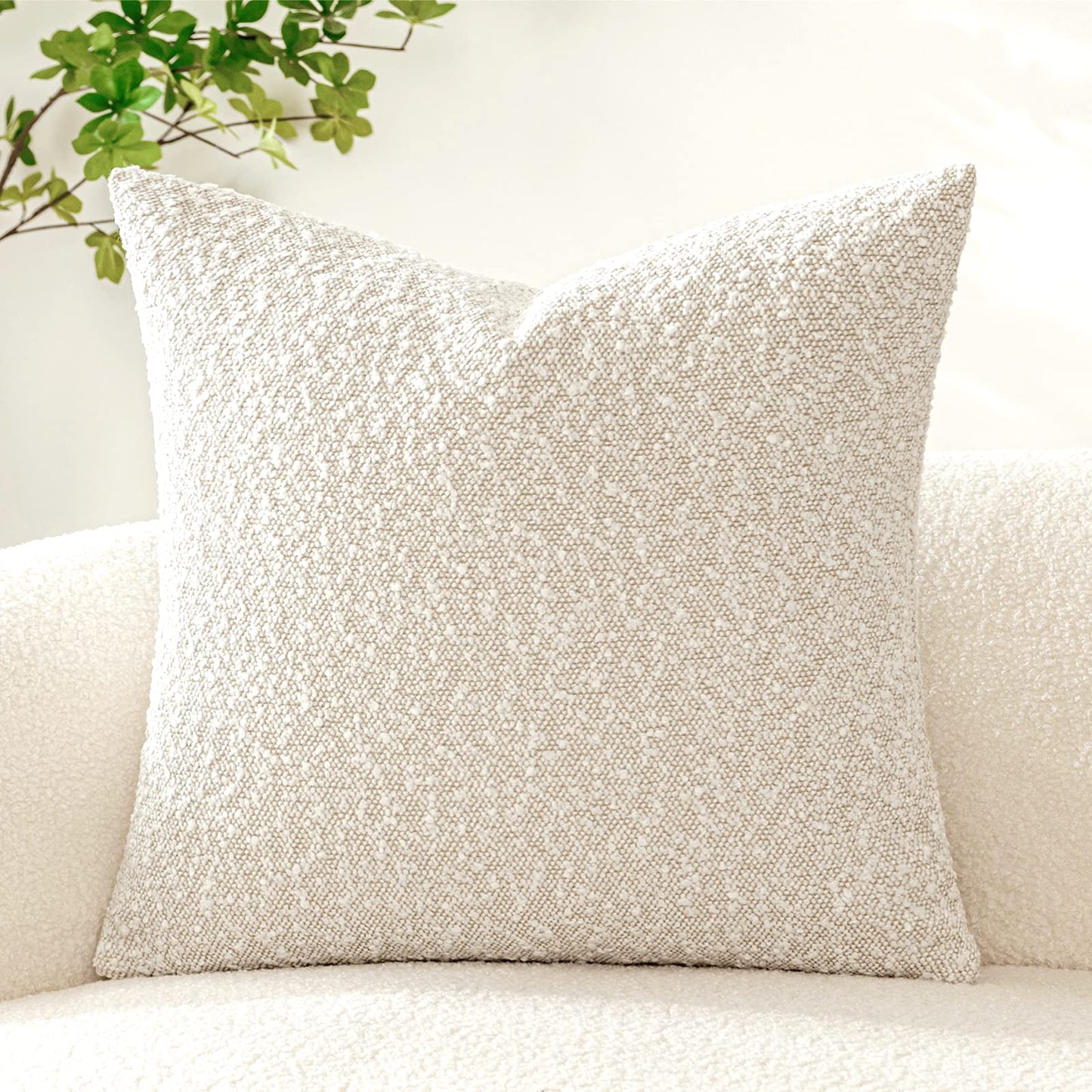 Woaboy Decorative Throw Pillow Cover 24 x 24 Inch Ivory