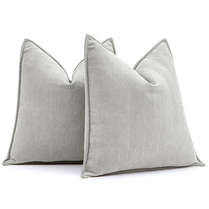 MIULEE Light Grey Decorative Pillow Covers 24x24 Inch Soft Chenille