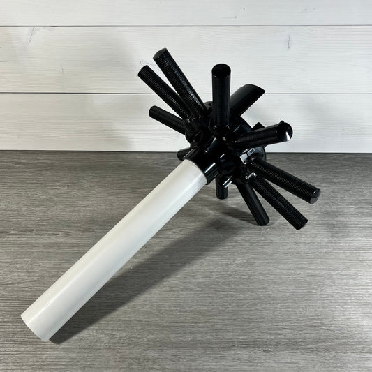 Lateral assembly with center pipe designed for Hayward filters, featuring durable black spokes and a white pipe extension.