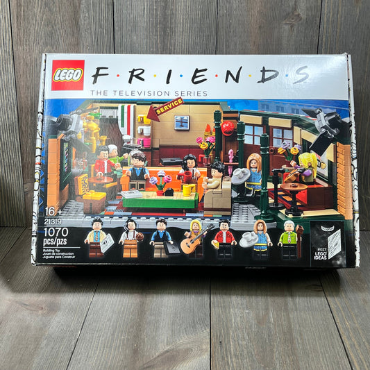 Friends Lego Box featuring detailed Central Perk set, iconic TV show characters as minifigures, perfect for fans and collectors.