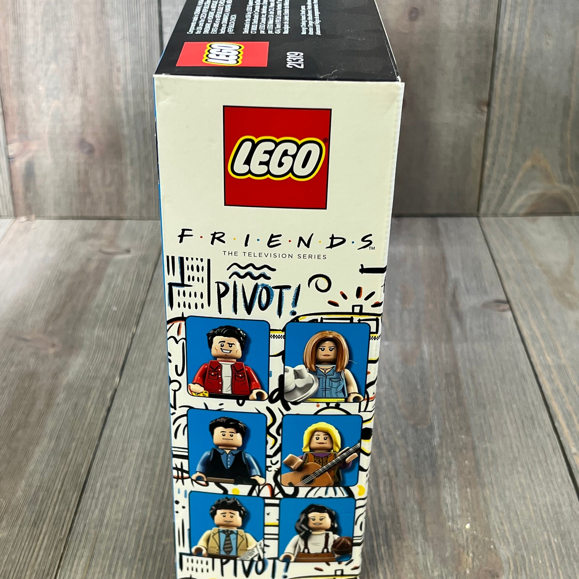 Friends Lego Box featuring character minifigures from the iconic TV show, detailed side view with vibrant packaging design.