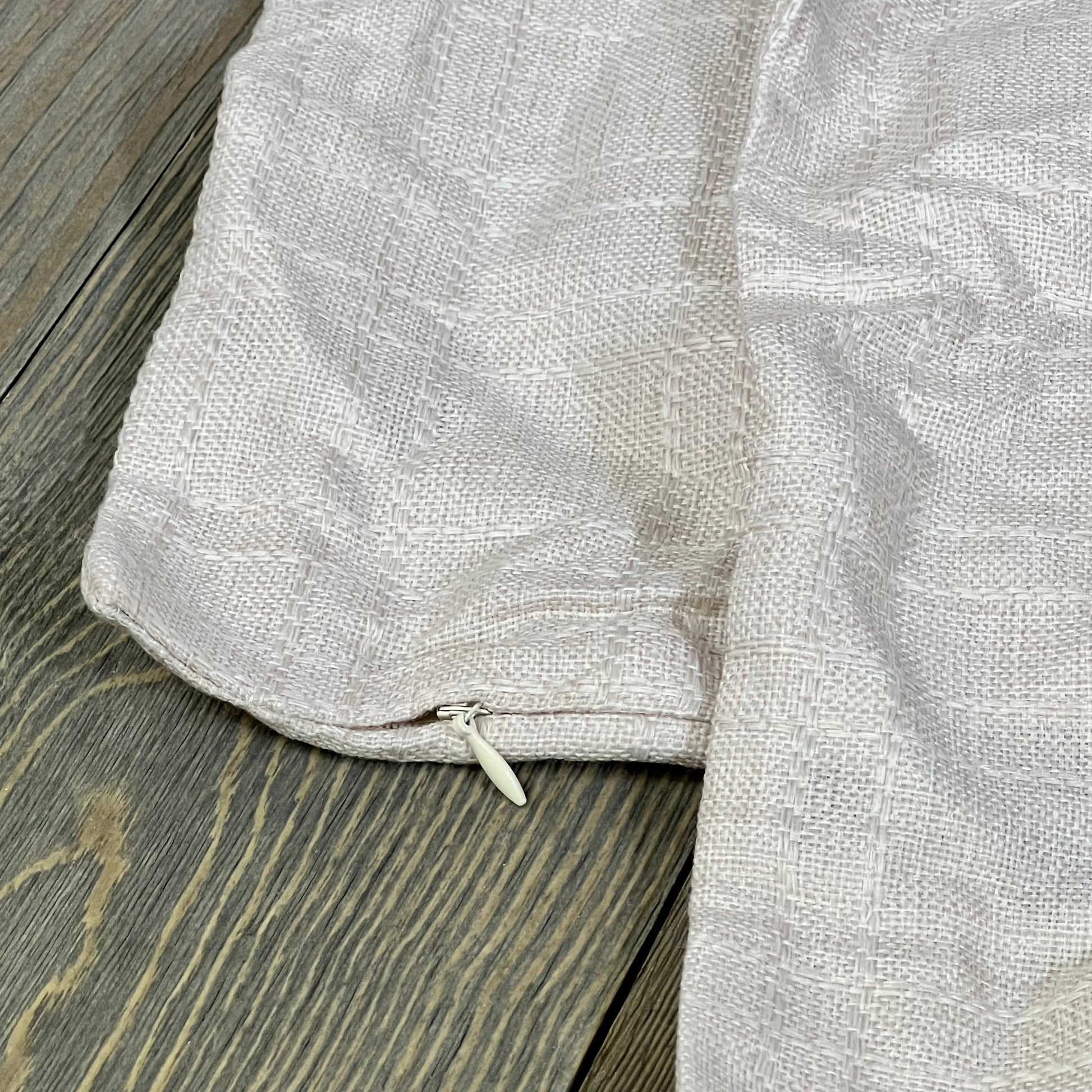 Light beige checkered waterproof pillow cover with zipper, 12x20 inches, perfect for outdoor patio decor.