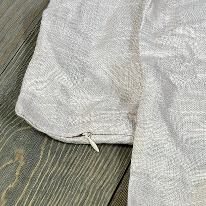 Light beige checkered waterproof pillow cover with zipper, 12x20 inches, perfect for outdoor patio decor.