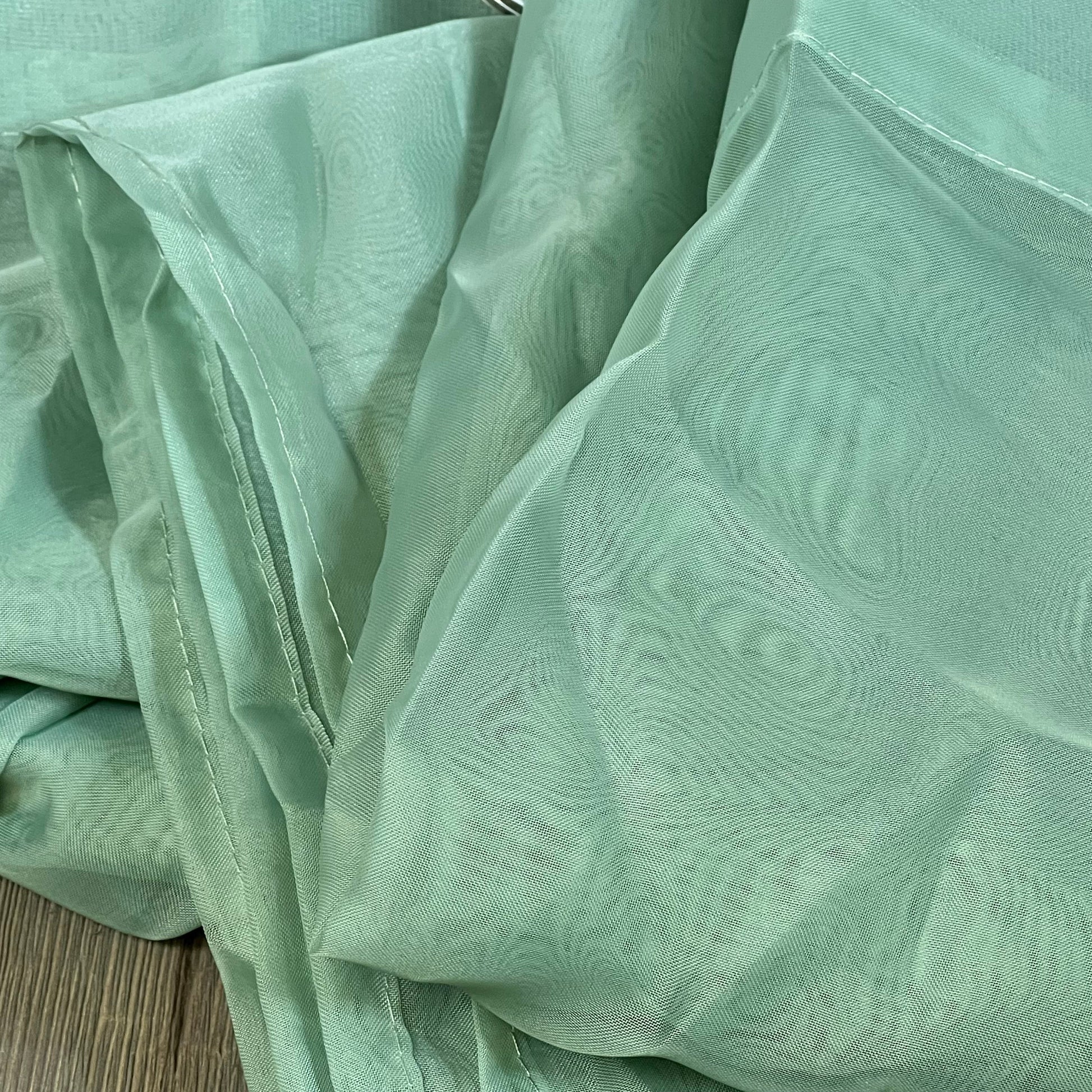 Sage green NICETOWN sheer curtains with textured voile fabric, perfect for farmhouse living room or bedroom decor.