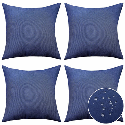 Home Brilliant Waterproof Linen Pillow Covers, 18 Inches, Dark Blue, 4 Pieces