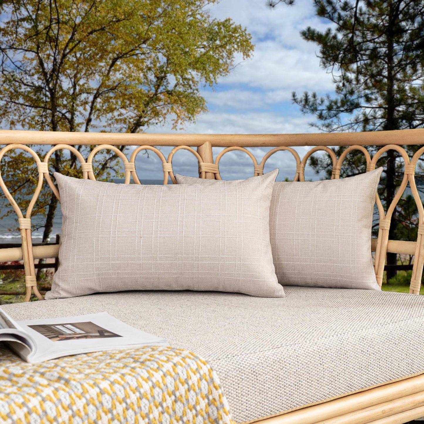 Kevin Textile Outdoor Waterproof Throw Pillow Covers 12x20 inches Light Beige