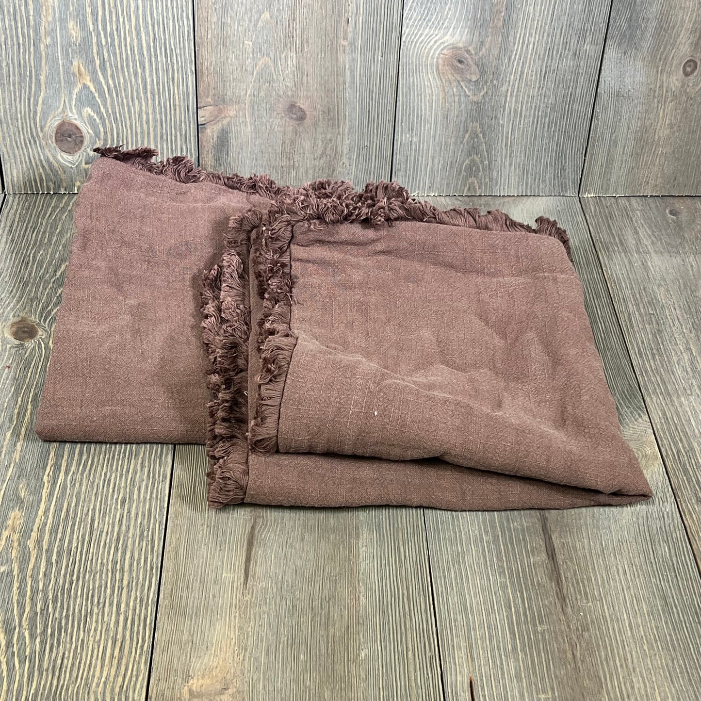 Dark coffee linen throw pillow covers with fringe, perfect for boho farmhouse decor. Set of 2, 18x18 inches for couch or bed.